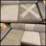 Efekt prania jasnej szarej kanapy - czyszczenie kanapy