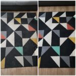 Dywan czarny we wzory - porownanie przed i po praniu